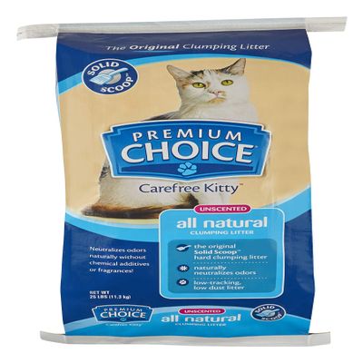 Premium Choice Unscented Scoopable Cat Litter, 25 lb Bag