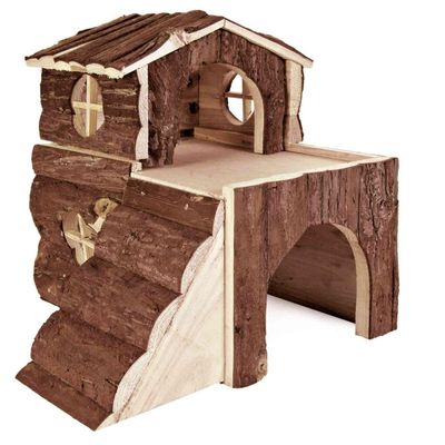 TRIXIE 6129 Bjork House for Large Hamsters, Bark Wood, 31 × 28 × 29 cm