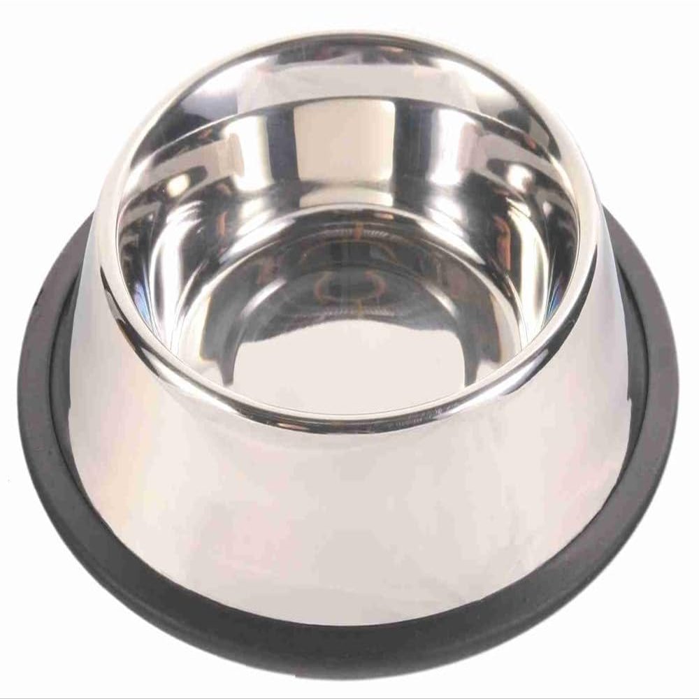 Trixie Stainless Steel Bowl with Rubber Ring, 0.9 L / 23 cm