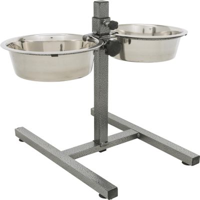 TRIXIE Height-Adjustable Dog Bar with 2 Stainless Steel Bowls, 2 x 1.8 L, 21 cm, 24921