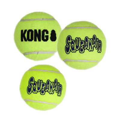 KONG SqueakAir Balls Premium Dog Toy, Squeaky Tennis Balls, Gentle on Teeth, 3-Pack, for Medium Dogs