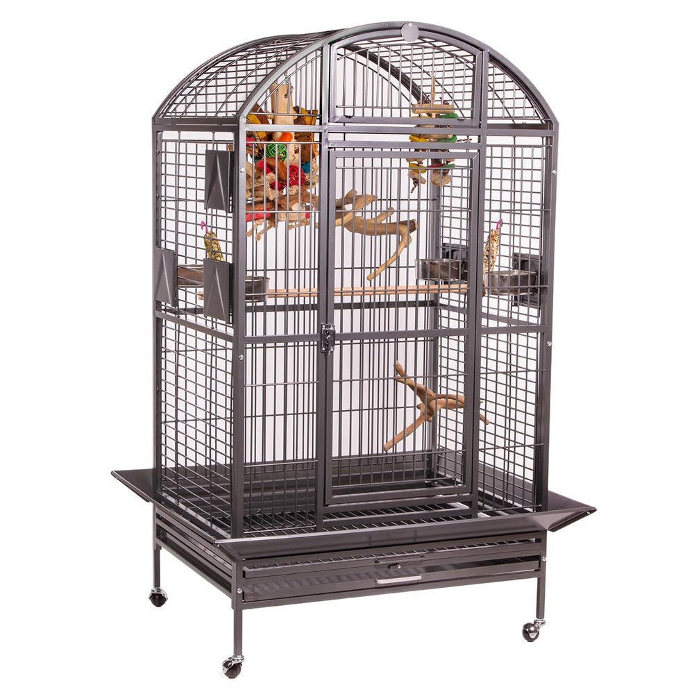 Montana Cages Hacienda Dome Bird Aviary for Small and Medium Parrots, Antique Edition, Approx. 91 x 71 x 165 cm