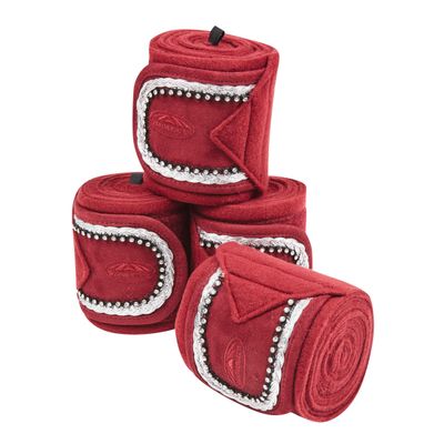 WeatherBeeta Fleece Bling Horse Bandages, 4-Pack, One Size, Red-Brown