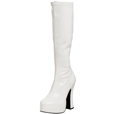 Pleaser ELECTRA-2000Z Women's Knee-High Boots, White (Wht Str Pat), EU 44 / UK 11