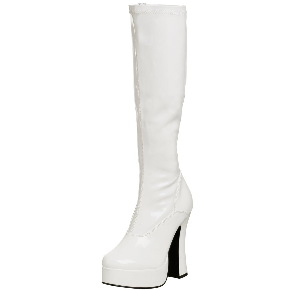 Pleaser ELECTRA-2000Z Women's Knee-High Boots, White (Wht Str Pat), EU 44 / UK 11