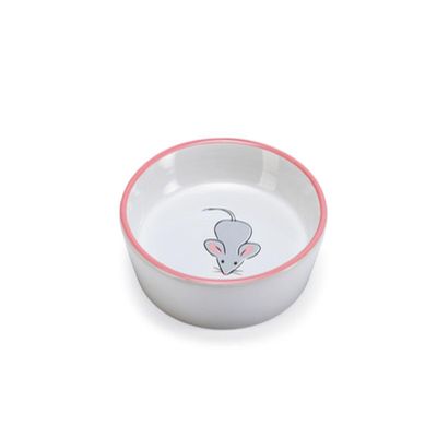 Karlie Hand-Painted Ceramic Cat Bowl, 200 ml, 16 cm, Red Mouse Design