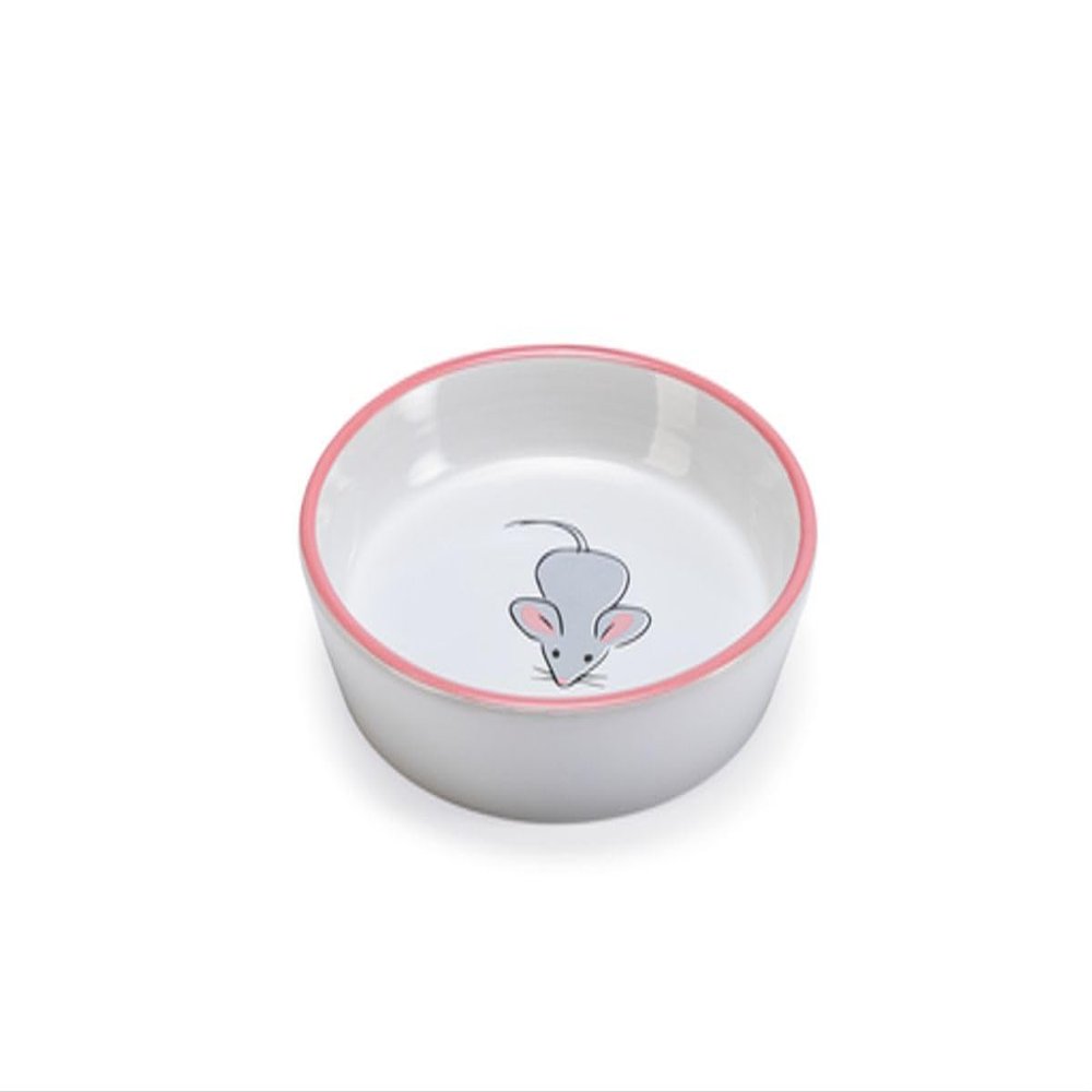 Karlie Hand-Painted Ceramic Cat Bowl, 200 ml, 16 cm, Red Mouse Design