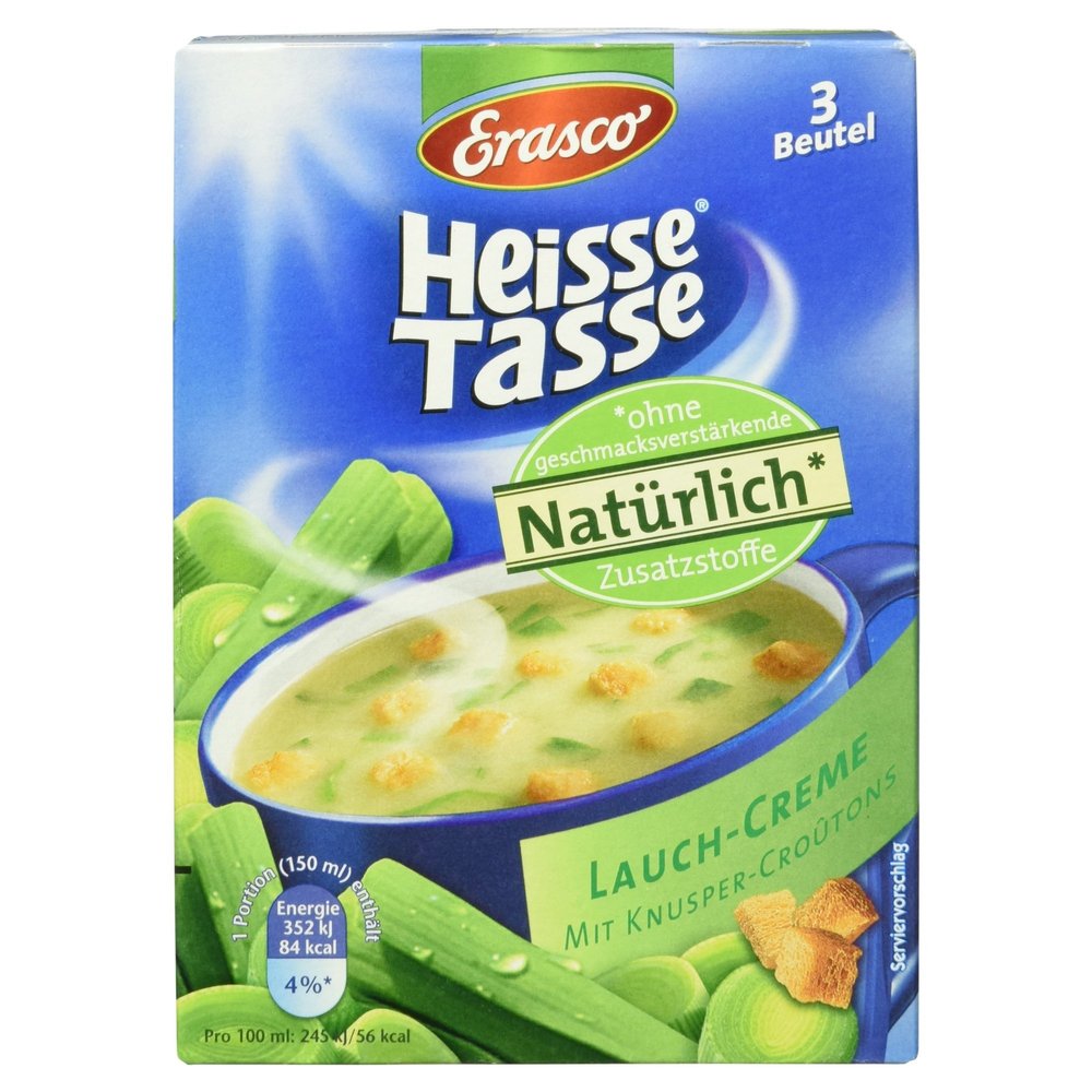 Erasco Heisse Tasse Leek Cream Soup with Crunchy Croutons, 3 Sachets, 52.8 g