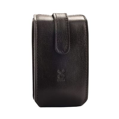 MÜHLE Travel Case for Safety Razor and Shaving Brush, Florentine Leather - Black, Empty