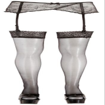 Cottelli Collection Black Lace-Trimmed Garter Stockings