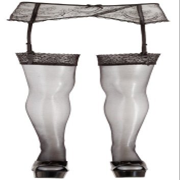 Cottelli Collection Black Lace-Trimmed Garter Stockings