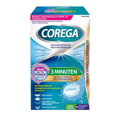 Corega 3 Minute Cleaning Tablets, 66 Count