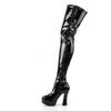 Higher Heels PleaserUSA Electra-3000Z Patent Over-the-Knee Boots, Black, Size 45 view 3