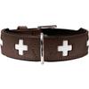 HUNTER SWISS Dog Collar, Brown/Black, Cowhide Leather, Handcrafted, Swiss Cross, Made in Germany, Size 42 view 1