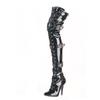 Higher Heels PleaserUSA Seduce-3028 Black Patent Over-the-Knee Boots, Size 36 view 1
