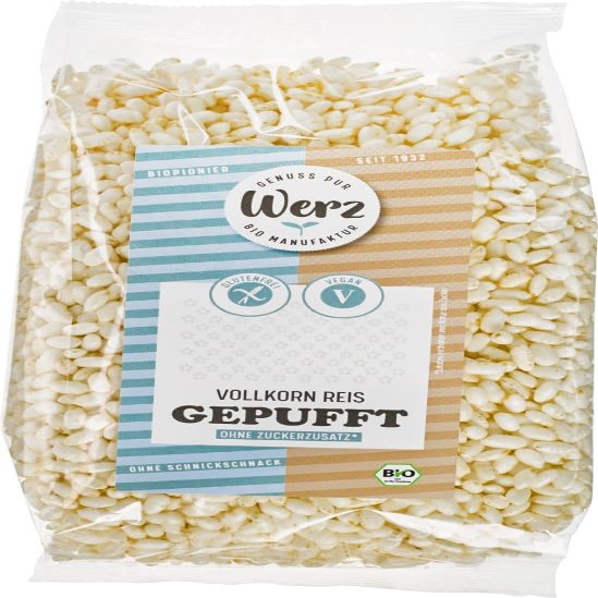 Werz Organic Puffed Whole Grain Rice, Gluten-Free, 1 x 125 g