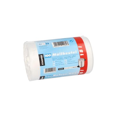 PAPSTAR HDPE Trash Can Bags, 18 Liters, White, Pack of 1