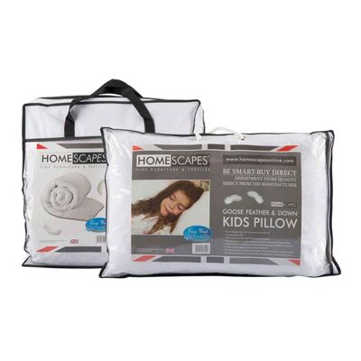 Homescapes Kids’ Bedding Set: All-Season Duvet 120 x 150 cm (420 GSM) & Pillow 40 x 60 cm, Goose Feather & Down, OEKO-TEX Standard 100