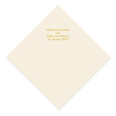 50 Champagne-Colored Napkins with Your Name in Gold Lettering, Approx. 33.5 x 33.5 cm, 3-Ply