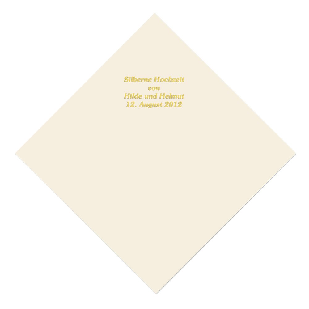 50 Champagne-Colored Napkins with Your Name in Gold Lettering, Approx. 33.5 x 33.5 cm, 3-Ply