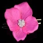 Fuchsia Flower Hair Jewelry with Swarovski Rhinestones and 33-Crystal Center