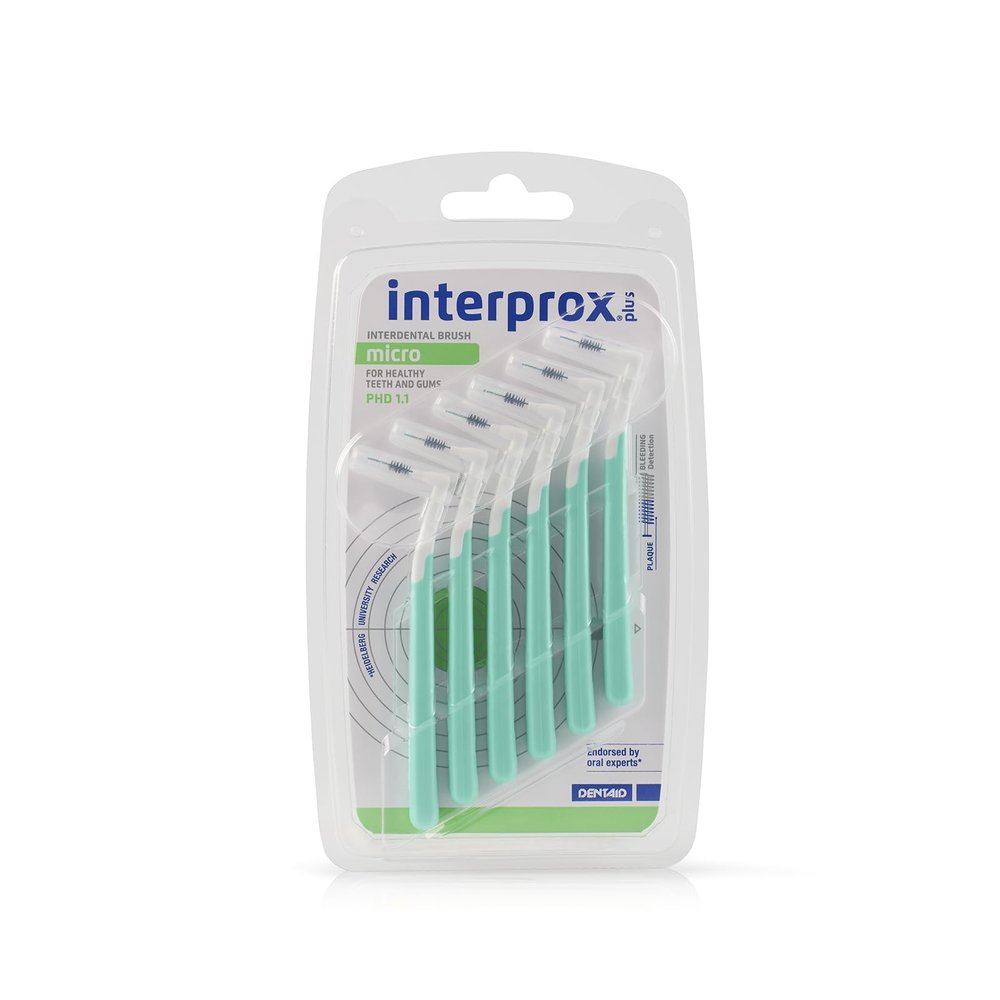 Interprox Plus Micro Interdental Brushes, PHD 1.1, Green, 6 ct