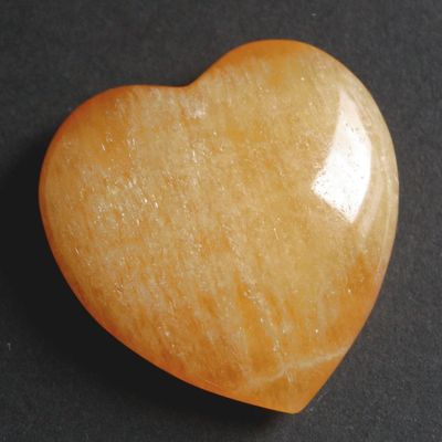 Gemstone Heart, 40 x 15 mm, Orange Calcite