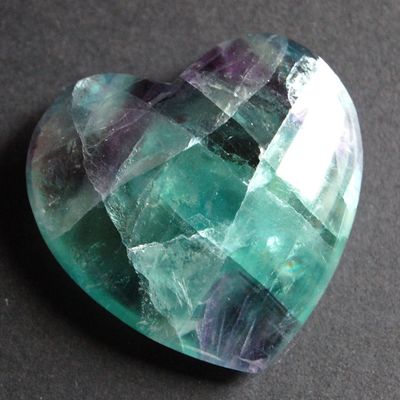 Gemstone Heart, 40 x 15 mm, Purple-Green Fluorite