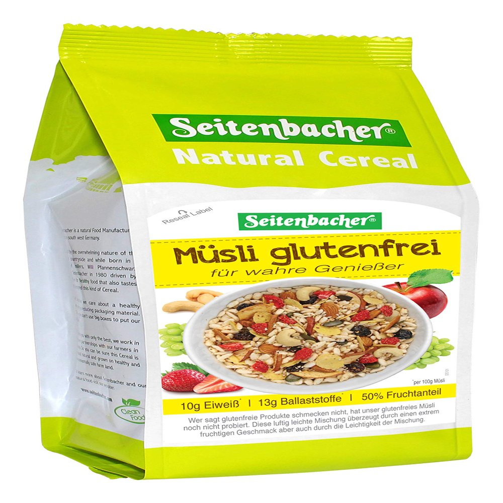 Seitenbacher Gluten-Free Muesli | Lactose-Free | Lots of Fruit & Nuts | 2-Pack (2 x 375 g)