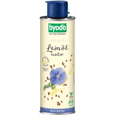 Byodo Organic Flaxseed Oil | 1 x 250 ml Tin | Cold-Pressed Edible Oil