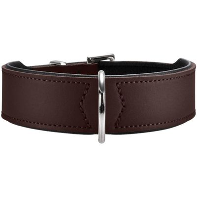 HUNTER BASIC Dog Collar, Brown/Black, Easy-Care Split Leather, Size 50