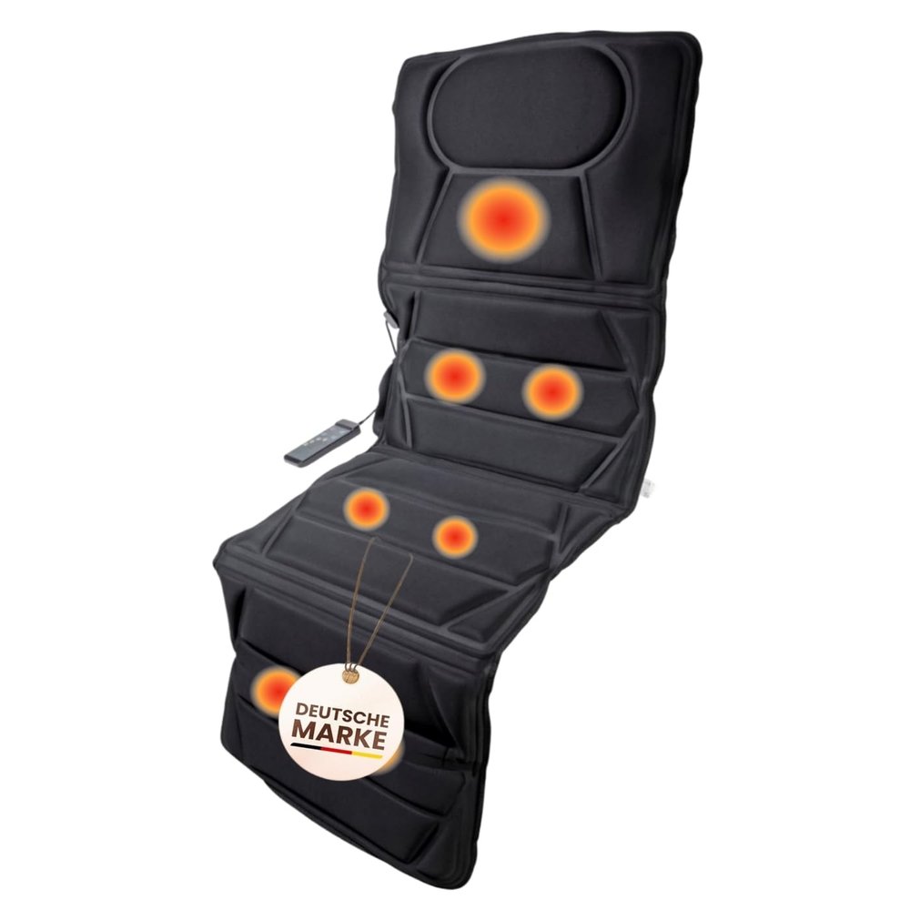 Vario de Luxe Electric Massage Mat 170 x 60 cm, 10 Vibration Motors, 4 Adjustable Zones, Heat Function, 5 Programs & Remote Control | Full-Body Relaxation at Home