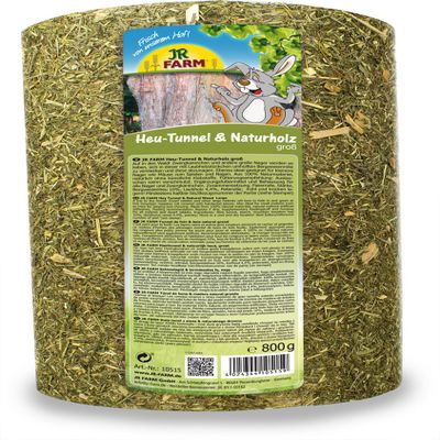 JR FARM Hay Tunnel + Natural Wood, Large, 750 g