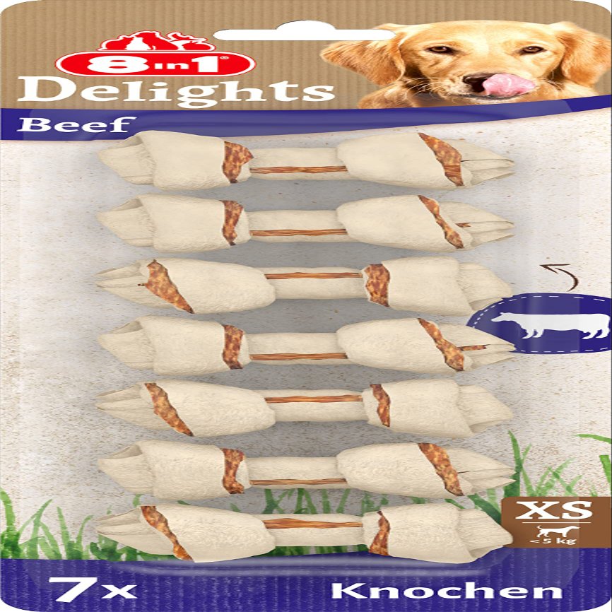 8in1 Delights Beef Bones XS - Healthy Chew Bones for Mini Dogs