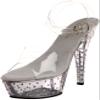 Pleaser Stardust-608/C/M Platform Sandal with Buckle Strap for Women, Transparent (Colorless), EU 42 view 1