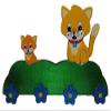 Children's Coat Rack, Solid Wood, Cat Design, 4 Hooks, 47 cm view 1