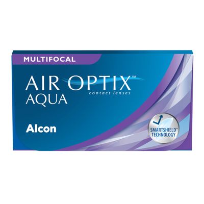 AIR OPTIX AQUA Multifocal Monthly Soft Contact Lenses, 6 Count, BC 8.6 mm, DIA 14.2 mm, ADD MED, -9.25 D