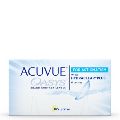 ACUVUE OASYS for Astigmatism 2-Week Contact Lenses, 2.25 D, Cyl -1.75, Axis 20, BC 8.6, 6 Lenses