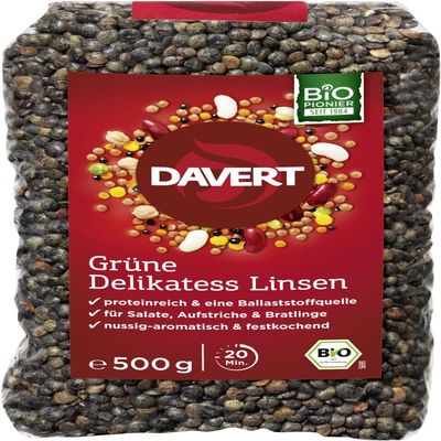 Davert Organic Green Delicatessen Lentils, 500 g