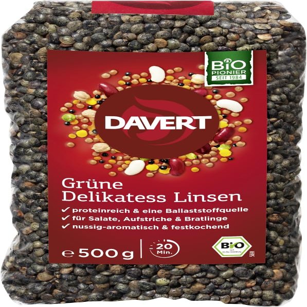 Davert Organic Green Delicatessen Lentils, 500 g