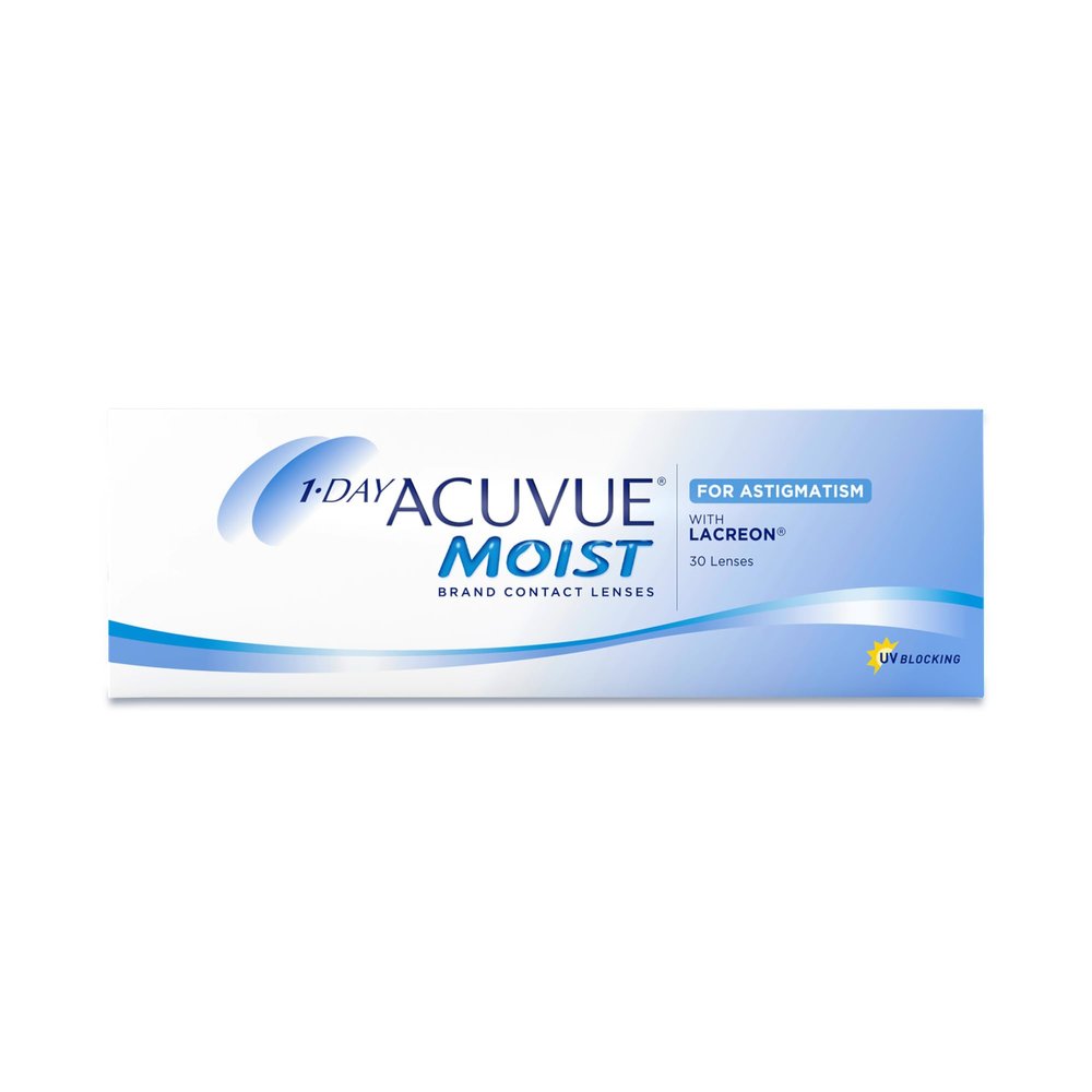 ACUVUE MOIST 1-DAY for Astigmatism Daily Contact Lenses, -2.00 D, Cyl -1.25, Axis 180, BC 8.5, 30 Lenses