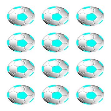 Muffin Toppers for Cupcakes, Kids' Birthday Football Party, FB01 Turquoise