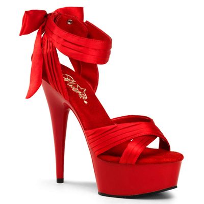 Pleaser DELIGHT-668 Women's Platform Sandals, Red Satin, EU 44 (Women's UK 11)