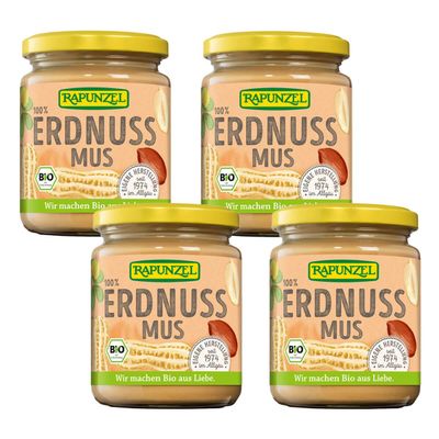 Rapunzel Smooth Peanut Butter, Unsalted, 4-Pack (4 x 250 g)
