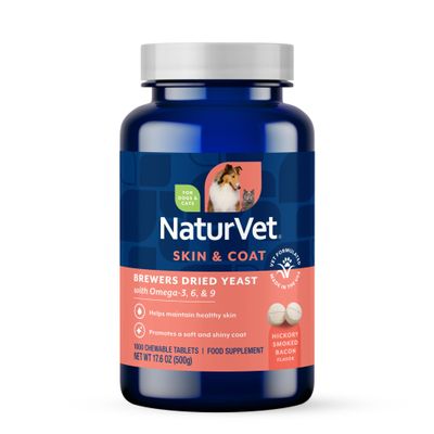NaturVet Brewer’s Dried Yeast with Omegas Tablets for Dogs and Cats, 1,000 Count