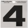 The Hillman Group 840786 House Number 4, 3 in, Black on Silver, Reflective, Square-Cut Mylar view 1
