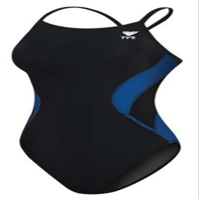 TYR Women's Alliance Diamond Back Splice Swimsuit, Black/Blue