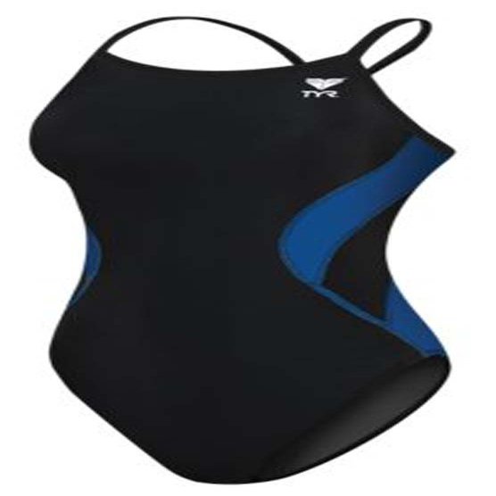 TYR Women's Alliance Diamond Back Splice Swimsuit, Black/Blue