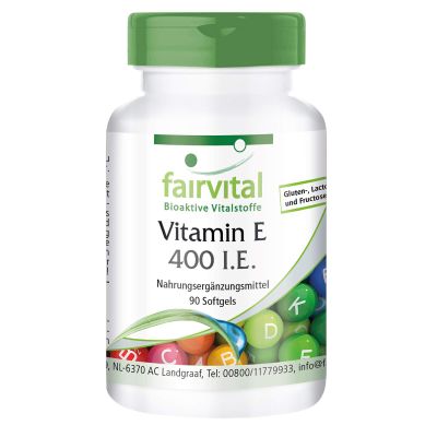 fairvital Vitamin E Capsules 400 IU, 90 Softgels, Easy to Swallow, High-Dose, Antioxidant