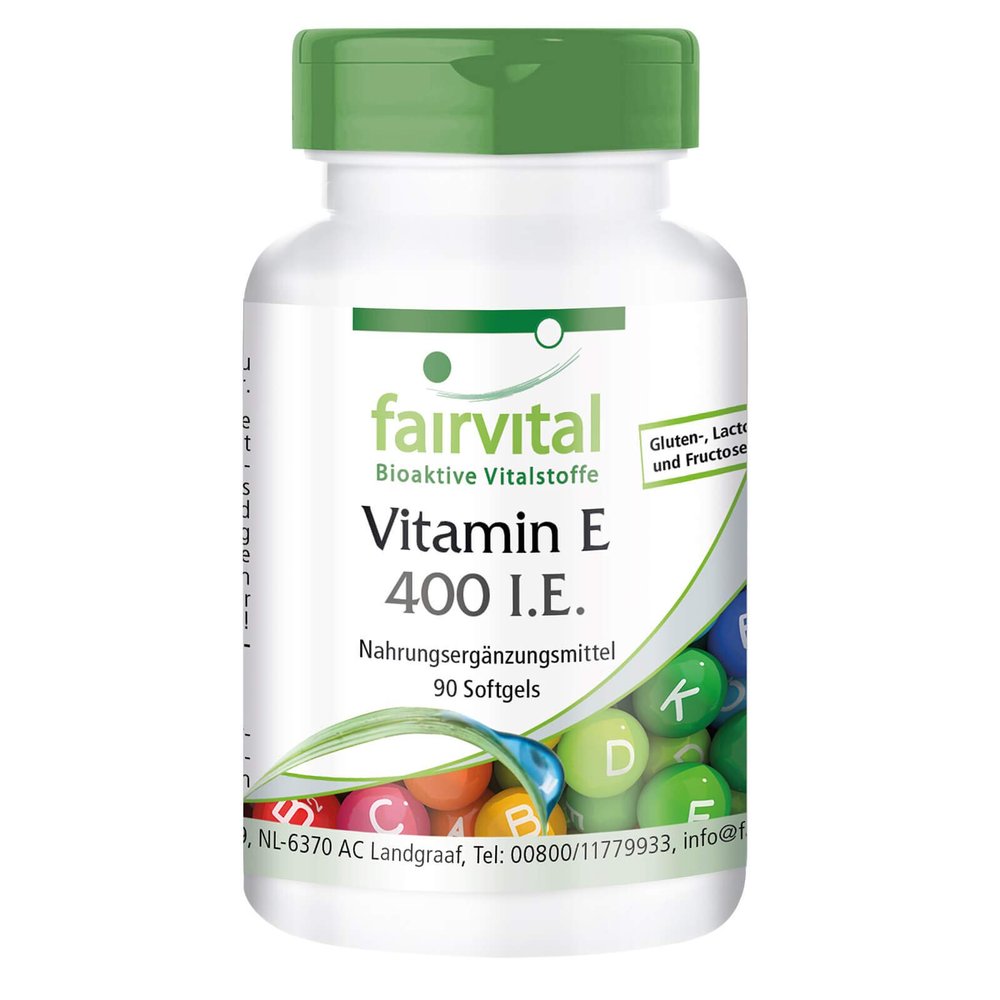 fairvital Vitamin E Capsules 400 IU, 90 Softgels, Easy to Swallow, High-Dose, Antioxidant